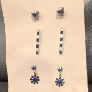 Silver and Blue Earring Set